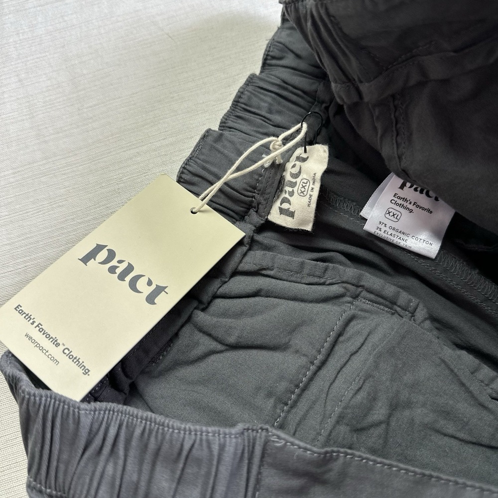 NWT PACT Chino Pants Stretch Organic Cotton Tapered Ankle Women XXL Gray Minimal - Picture 7 of 10